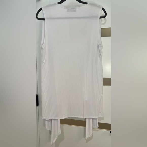 NEW Beachy Bright White Pristine Rayon-Spandex Open Waterfall Vest Coverup XL - Picture 3 of 8